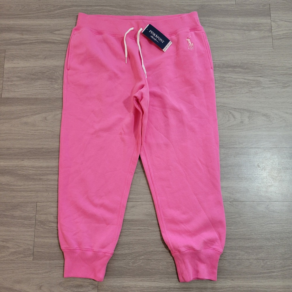Ralph Lauren Pink Pony 20th Anniversary Fleece Sweatpants Pink Large Pony NWT